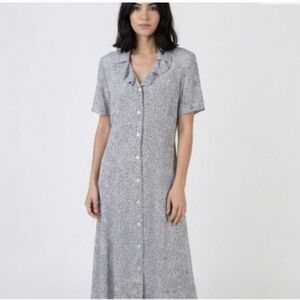 Leslie Fay Black & White  Maxi Dress - Timele Gray Button-Down Size 18